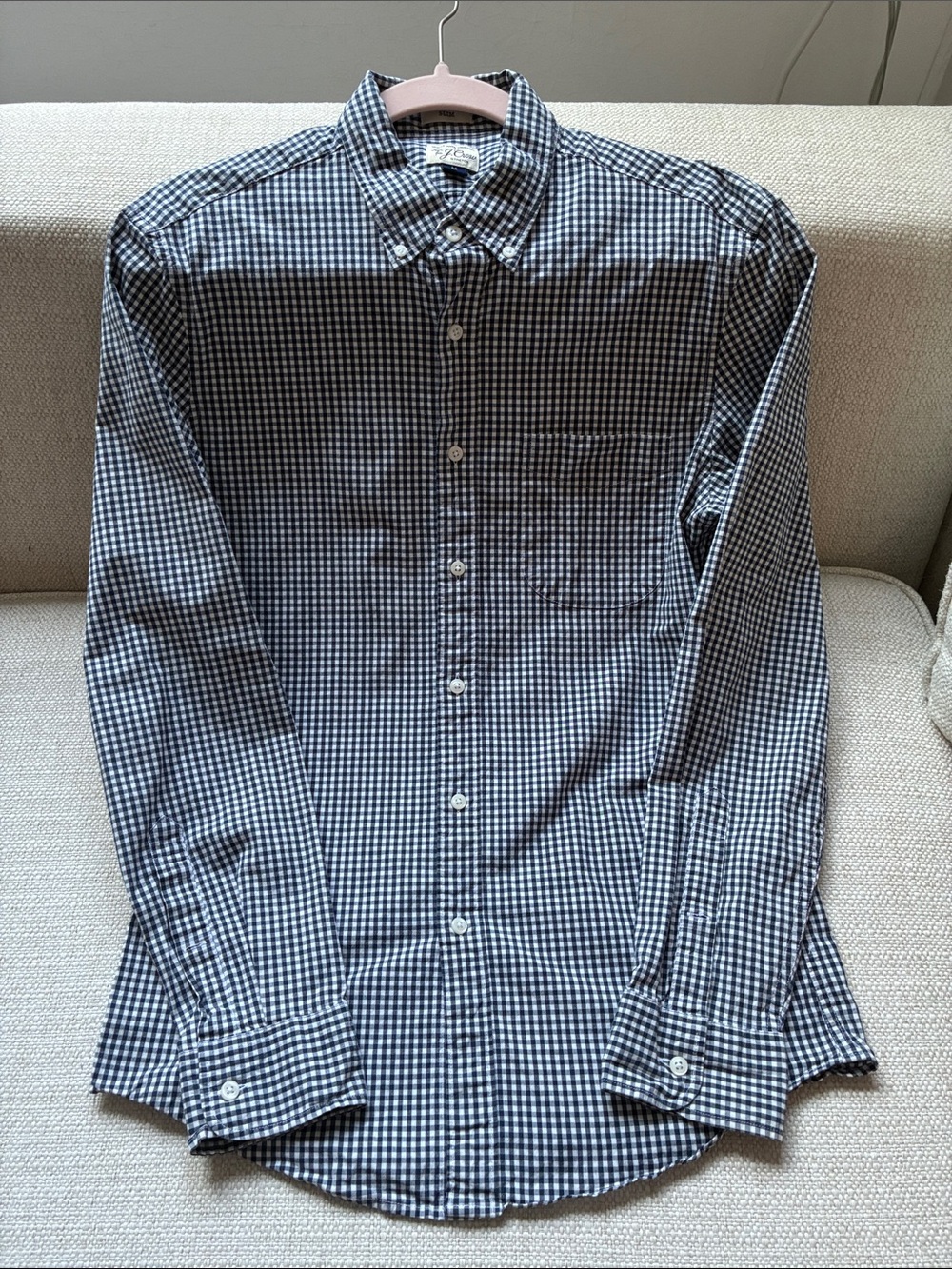 J. Crew Navy & White Gingham Button-Down Shirt